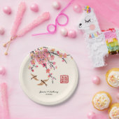 イ中国のク絵を描の花の鳥結婚類 ペーパープレート (パーティー)