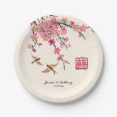イ中国のク絵を描の花の鳥結婚類 ペーパープレート (正面)