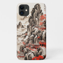 イ日本のンク絵画の電話ケース – Mountain and Te iPhone 11 ケース