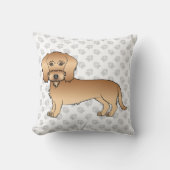 ウィアテンのワイヤーの髪のダシュント漫画の犬と手 クッション (正面)