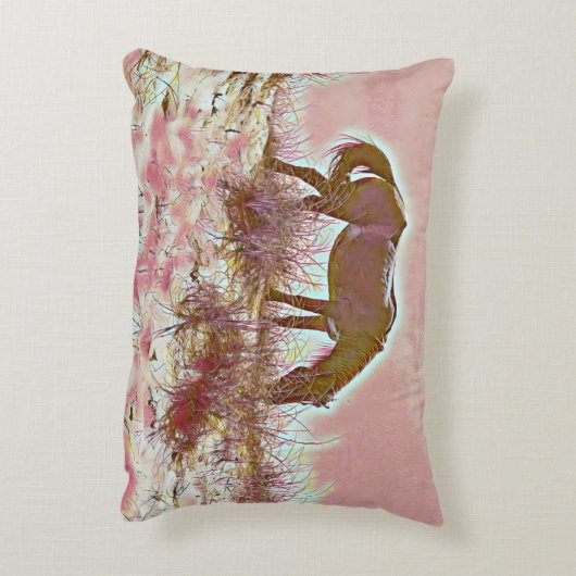 ウィイルドデューン馬の放牧ピンク茶色のアクセント枕 アクセントクッション (裏面(縦))