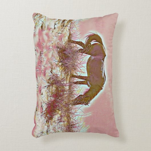 ウィイルドデューン馬の放牧ピンク茶色のアクセント枕 アクセントクッション (正面(垂直))