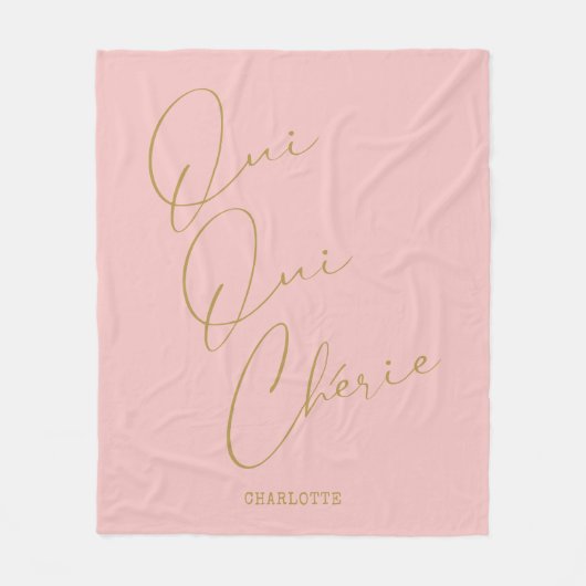 ウィウウィチェリーフランスの引用文シックなおもしろい赤面ピンク フリースブランケット (正面)