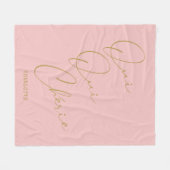 ウィウウィチェリーフランスの引用文シックなおもしろい赤面ピンク フリースブランケット (正面(横))