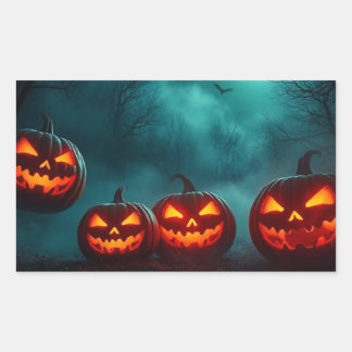 ウィキッドに美しいハロウィン - 幽霊のカボチャ 長方形シール