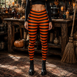 ウィキッドウィッチ オレンジと黒の縞模様 ハロウィン レギンス