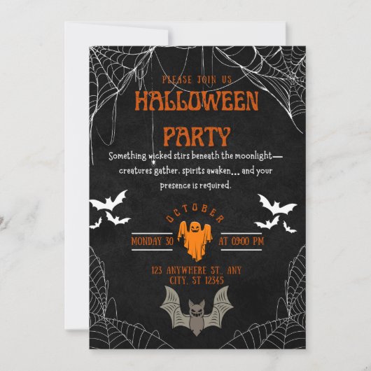 ウィキッドゴーストのハロウィンパーティー招待状 招待状 (正面)