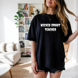 ウィキッド スマート 先生 ホワイトタイポグラフィー Tシャツ