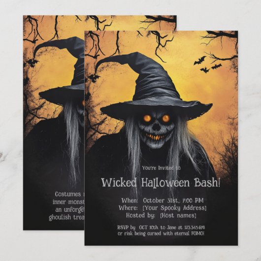 ウィキッド・ハロウィン・バッシュ招待状 招待状 (正面/裏面)