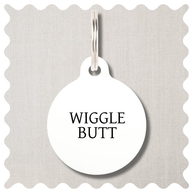 ウィグルおもしろいお尻ホワイトとブラックドッグペット用名札 ペット　ネームタグ (Funny Modern Wiggle Butt Dog ID Tag. )