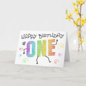 ウィグルnギグルおもしろい第1誕生日グリーティングカード カード (黄色い花)