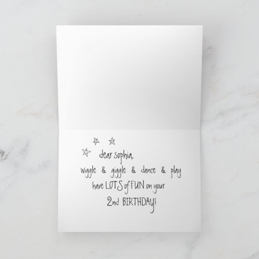 ウィグルnギグルおもしろい第2バースデーグリーティングカード カード (内部)