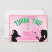 ウィケディリーおもしろいバースデーパーティーグリーンピンクグリンダ サンキューカード (正面)