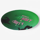 ウィケディリーおもしろいバースデーパーティーグリーンピンクグリンダ ペーパープレート (アングル)