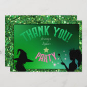 ウィケディリーおもしろいバースデーパーティーグリーンピンクグリンダ 招待状 (正面/裏面)