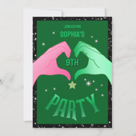 ウィケディリーおもしろいバースデーパーティーグリーンピンクグリンダ 案内状