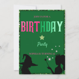 ウィケディリーおもしろいバースデーパーティーグリーンピンクグリンダ 案内状