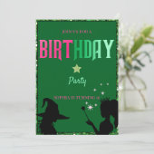 ウィケディリーおもしろいバースデーパーティーグリーンピンクグリンダ 案内状 (スタンド正面)