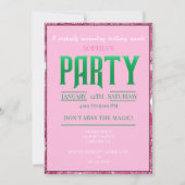 ウィケディリーおもしろいバースデーパーティーグリーンピンクグリンダ 案内状 (裏面)