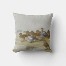 ウィゲオンとティール（緑がかった色）の水辺のアート クッション