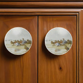 ウィゲオンとティール(緑がかった色)の水辺のアート セラミックノブ