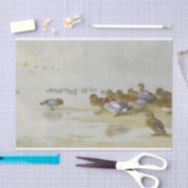 ウィゲオンとティール(緑がかった色)の水辺のアート 薄葉紙 (クラフト)