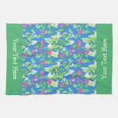 ウィゲラとモックオレンジ春の花々が青く キッチンタオル (横)