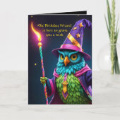 ウィザーおもしろいドフクロウが魔法誕生日ウィッシュ明るい カード (正面)