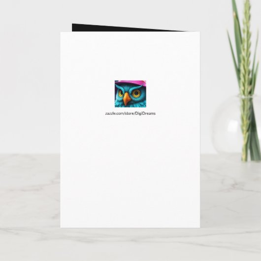 ウィザーおもしろいドフクロウが魔法誕生日ウィッシュ明るい カード (裏面)