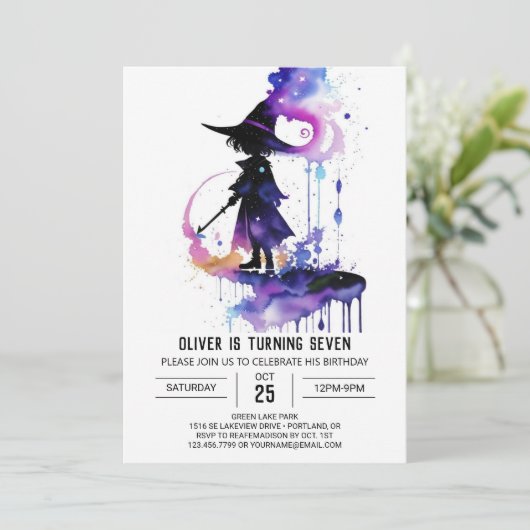 ウィザーエレガントドモダン誕生日 招待状 (スタンド正面)