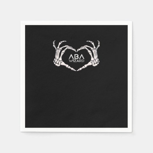 ウィザークラシックドのハート – スケルトンハンド スタンダードカクテルナプキン (正面)