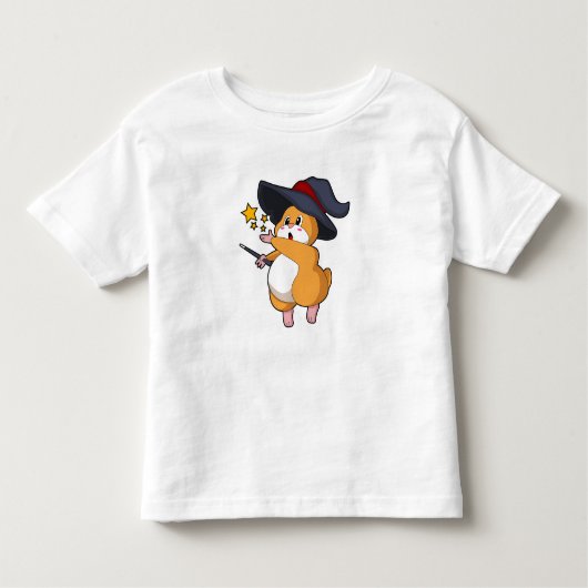 ウィザードとしてのハムスターと魔法杖 トドラーTシャツ (正面)
