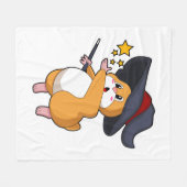 ウィザードとしてのハムスターと魔法杖 フリースブランケット (正面(横))