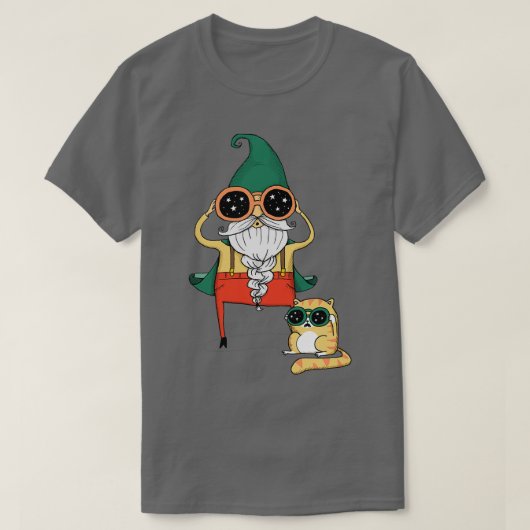 ウィザードとクラシック猫のTシャツ Tシャツ (デザイン正面)