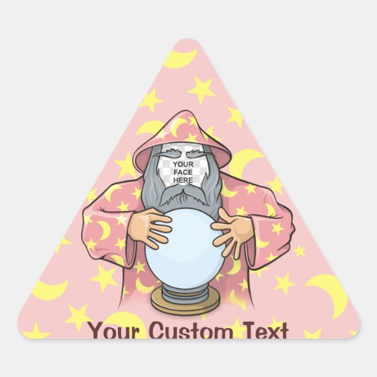 ウィザードと顔 三角形シール (正面)