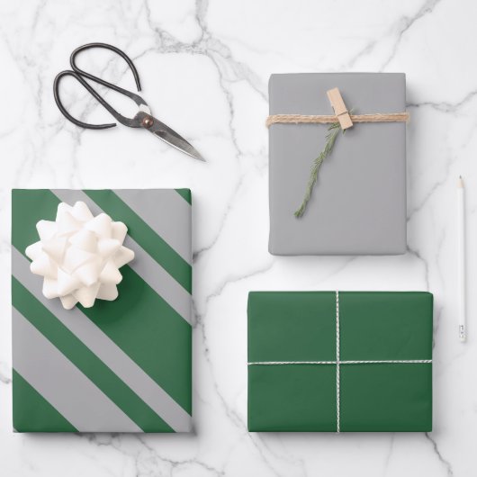 ウィザードの緑とグレーと色無地の付き ラッピングペーパーシート (正面)