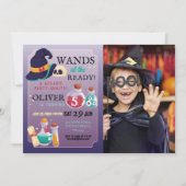 ウィザードの誕生日パーティーWandsハロウィンフォト 招待状 (正面)