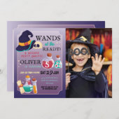ウィザードの誕生日パーティーWandsハロウィンフォト 招待状 (正面/裏面)