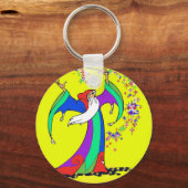 ウィザードはカラフル魔法魔法を杖でキャスト。 キーホルダー (正面)