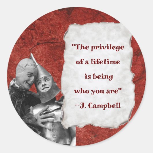 ウィザードオブオズ引用文キャンベルレッド金ゴールド ラウンドシール (正面)