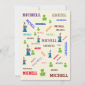 ウィザードカエル童話ワードクラウド名コラージュ 招待状 (正面)