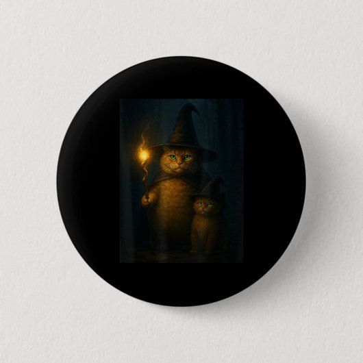 ウィザードキャット ハロウィン 面白い 猫 メメ 缶バッジ (正面)