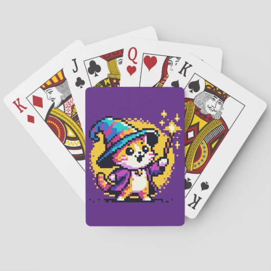 ウィザードキャット – 魔法のピクセルアートファンタジーデザイン トランプ (裏面)