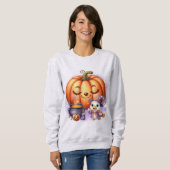 ウィザードグースハロウィーンハロウィーンのカボチャのちょうちんかわいい鳥 スウェットシャツ (正面フル)