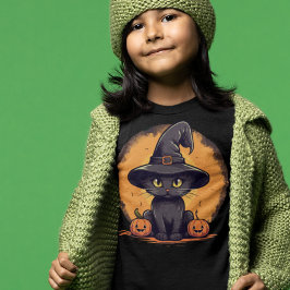 ウィザードズハットのハロウィーンキティ猫 Tシャツ