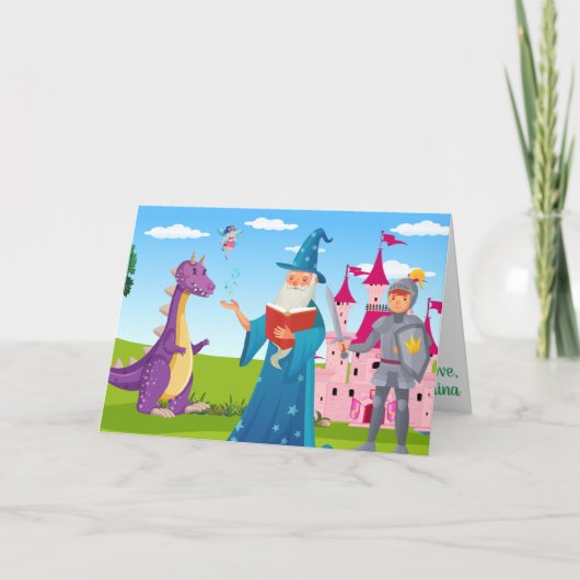 ウィザードナイトドラゴン妖精の物語キッズファブカラフル カード (正面)