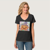 ウィザードハットで微笑むカボチャ Tシャツ (正面フル)