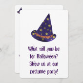 ウィザードハットハロウィーンの衣装パーティの招待状 招待状 (正面/裏面)