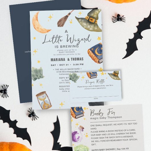 ウィザードハロウィンボーイおむつラッフルベビーシャワー エンクロージャーカード