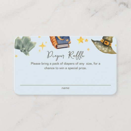 ウィザードハロウィンボーイおむつラッフルベビーシャワー エンクロージャーカード (正面)